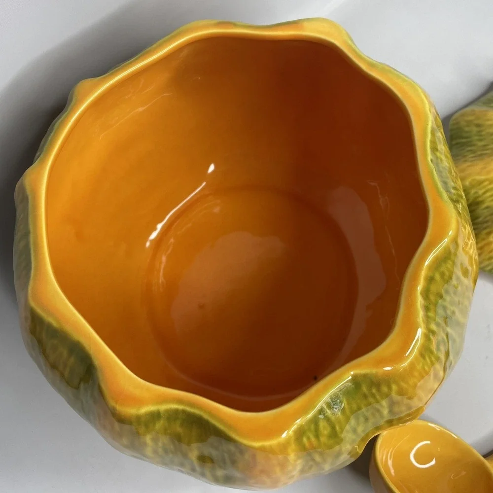 Bordallo Pinheiro Halloween Pumpkin Tureen w/Ladle Fall Decoration Portugal 10
